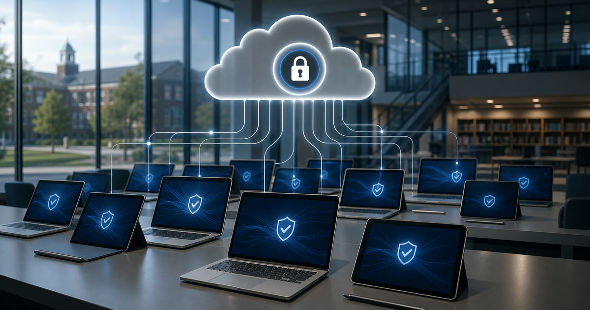 Aula con equipos que pueden administrarse mediante Intune